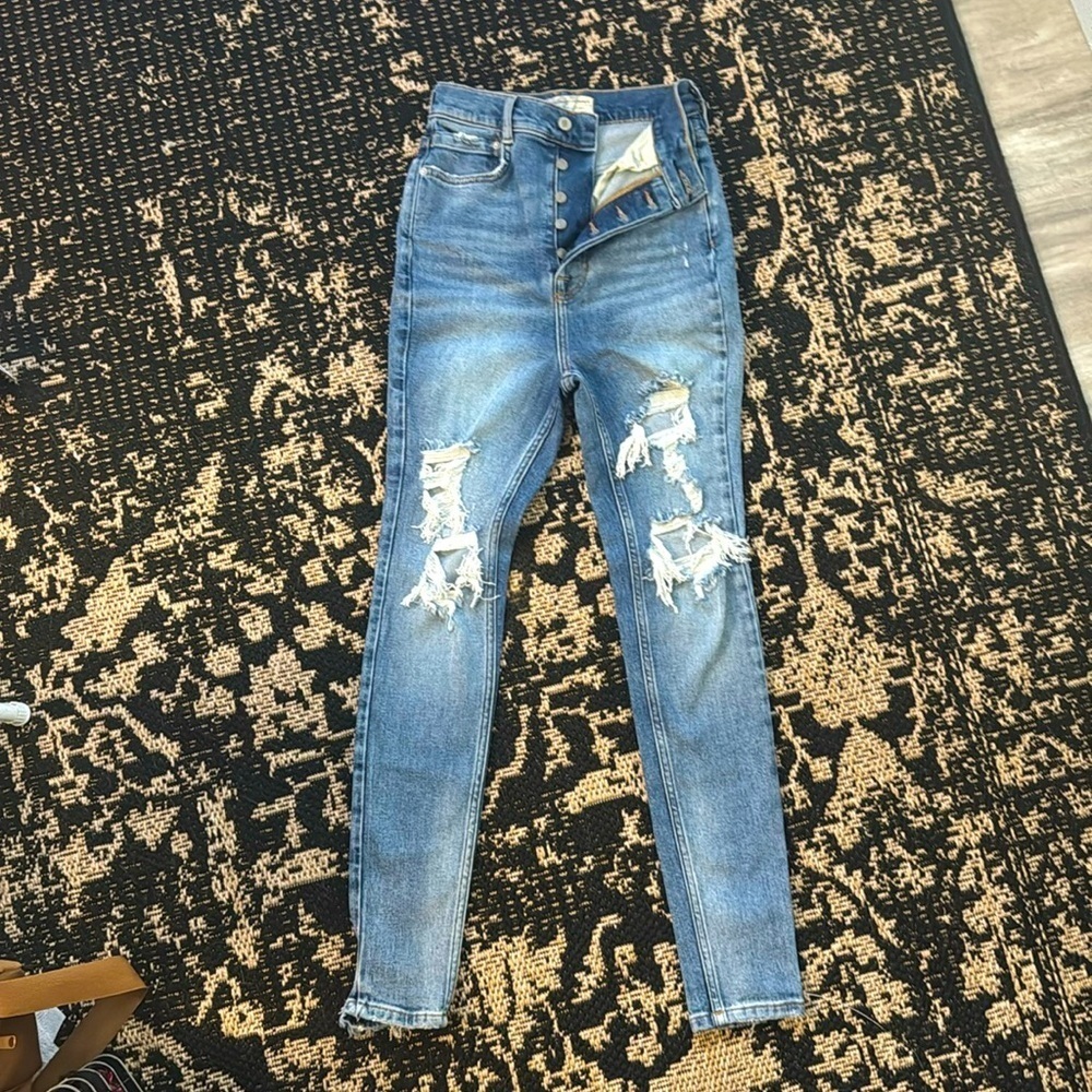 Free People We The Free Phoenix Distressed High-Rise Skinny Jeans 27 6